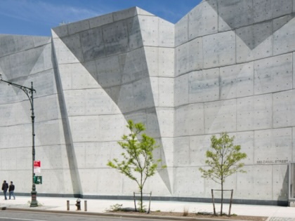 A wide view of the Spring Street Salt Shed in New York City.