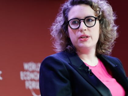 Isabella Weber speaks during a panel session at the World Economic Forum in Davos, Switzerland, on January 22, 2025.