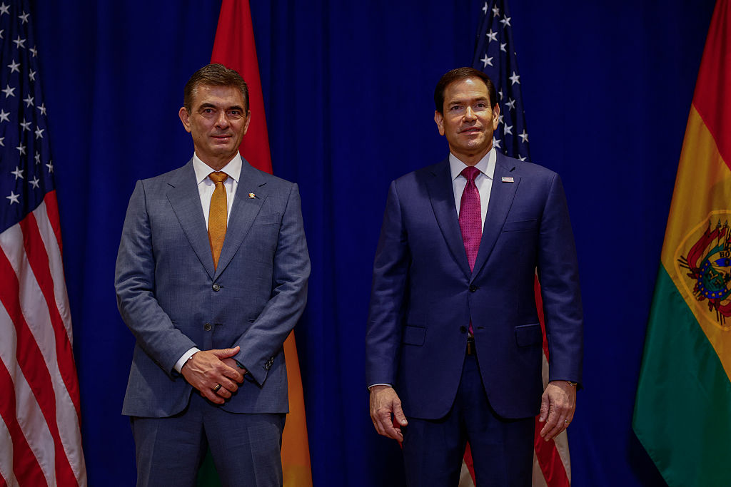 Bolivian President Rodrigo Paz meets with US Secretary of State Marco Rubio on the sidelines of the 81st United Nations General Assembly in New York City on September 21, 2026.
