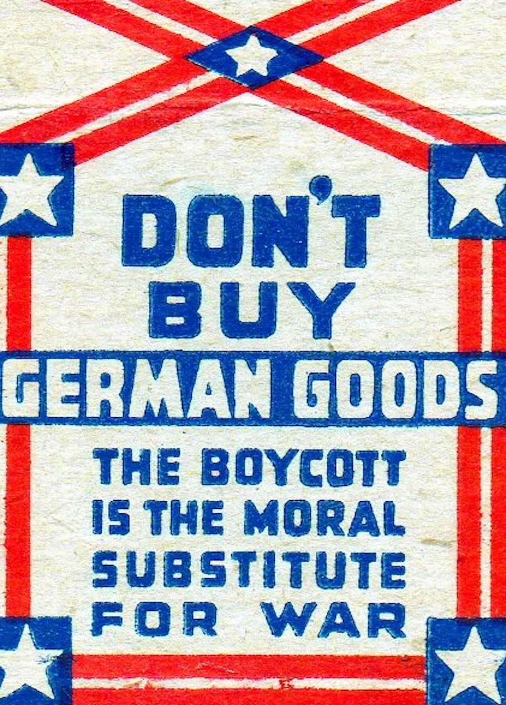 A matchbook cover advocating an anti-Nazi boycott