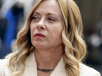 Giorgia Meloni awaits the arrival of Slovenian Prime Minister Janez Jana (not pictured) in the courtyard of Palazzo Chigi, on October 5, 2026, in Rome.