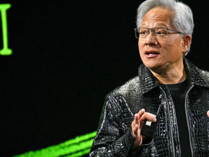 Nvidia CEO Jensen Huang delivers a keynote address at the Consumer Electronics Show (CES) in Las Vegas, Nevada on January 6, 2025.