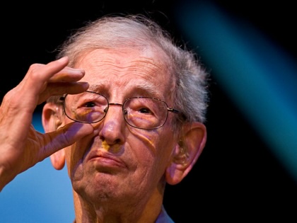 Eric Hobsbawm speaks at the Hay festival on May 24, 2009, in Hay-on-Wye, Wales.