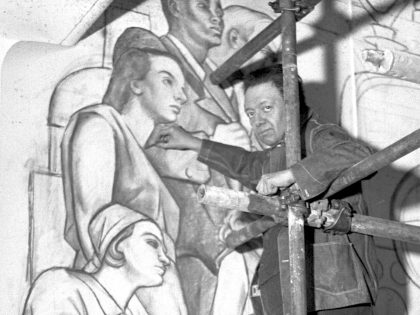Frescoes Being Painted by Diego Rivera