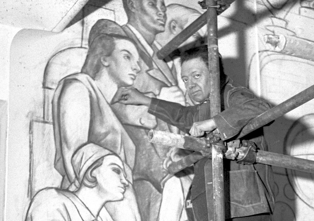 Frescoes Being Painted by Diego Rivera