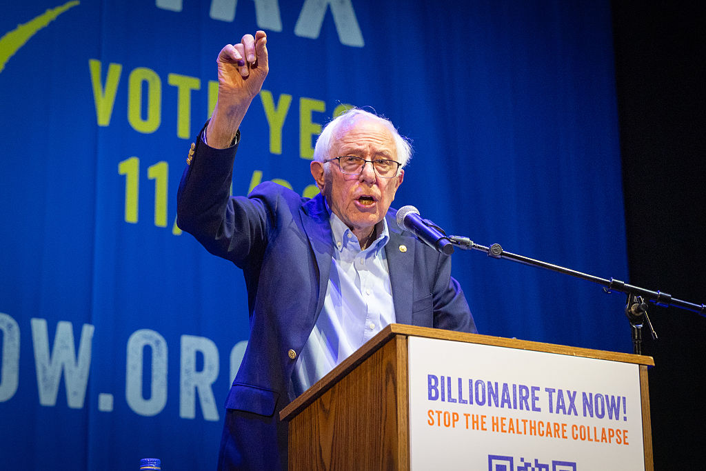 Sen. Bernie Sanders, I-Vermont, with musical acts and supporters, will kick off a campaign for the California Billionaire Tax Act