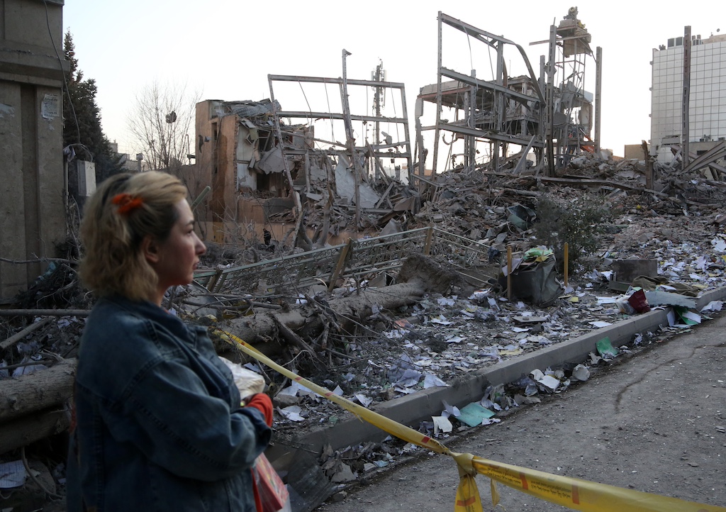 Heavily damaged structures in Tehran following US-Israeli attacks