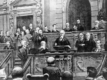 August Bebel im Reichstag