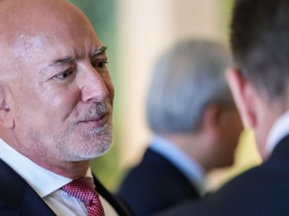 Amazon founder Jeff Bezos attends a meeting between Britain’s King Charles III and chief executives from the technology industry on day two of the state visit of King Charles III and Queen Camilla to the United States on April 28, 2026, in Washington, DC.