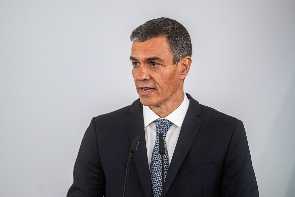 Prime Minister Pedro Sanchez of Spain attends a high-level bilateral summit with Brazil in Barcelona, Spain, on April 17, 2026.