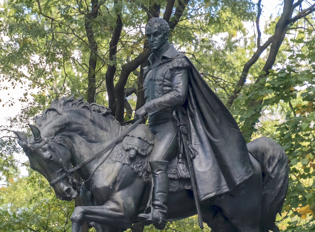 The statues of Central Park in New York city: Simón Bolivar