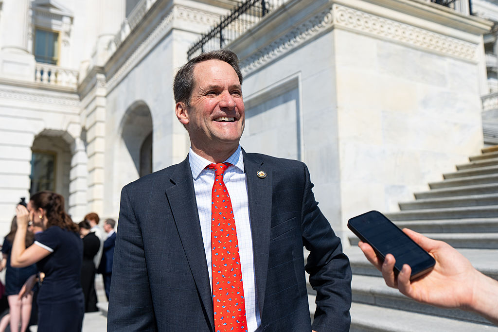 Rep. Jim Himes (D-CT) speaks to a reporter on the House steps after a vote in the US Capitol on Thursday, April 23, 2026.
