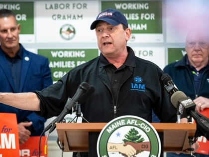 Maine candidate for governor Troy Jackson speaks during a Graham Platter for Senate campaign event with the Maine AFL-CIO, on May 1, 2026, in Portland, Maine.