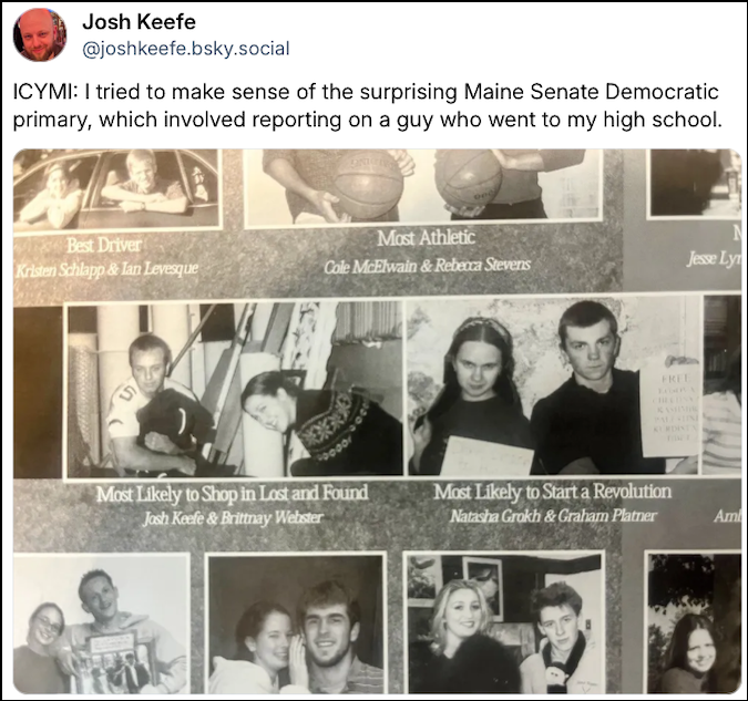 Yearbook photo of Graham Platner, posted on Maine reporter Josh Keefe’s BlueSky page.