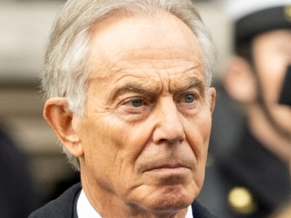 Close-up of Tony Blair's face.