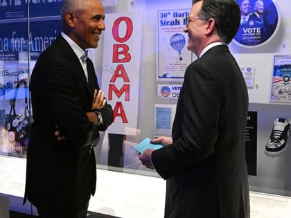 President Barack Obama and Stephen Colbert on The Late Show with Stephen Colbert on May 5, 2026, in New York City.