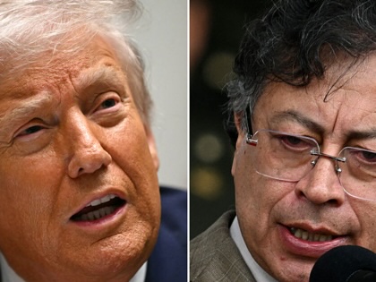 A diptych featuring US President Donald Trump and Colombian President Gustavo Petro
