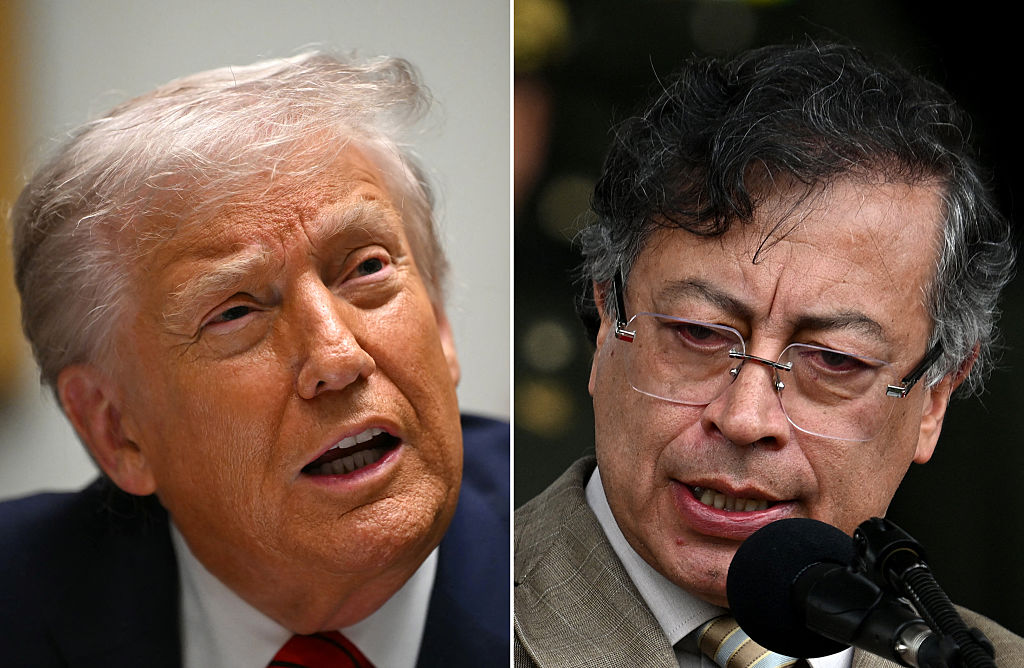 A diptych featuring US President Donald Trump and Colombian President Gustavo Petro
