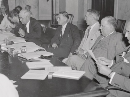 A session of the Senate Munitions Investigating Committee takes place in Washington, DC.