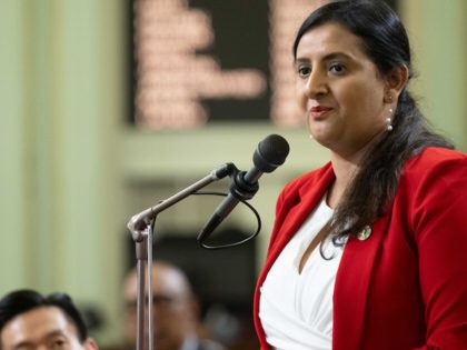 Jasmeet Bains speaks in the California State Assembly.