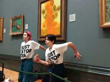 Climate protesters demonstrate at the National Gallery in London