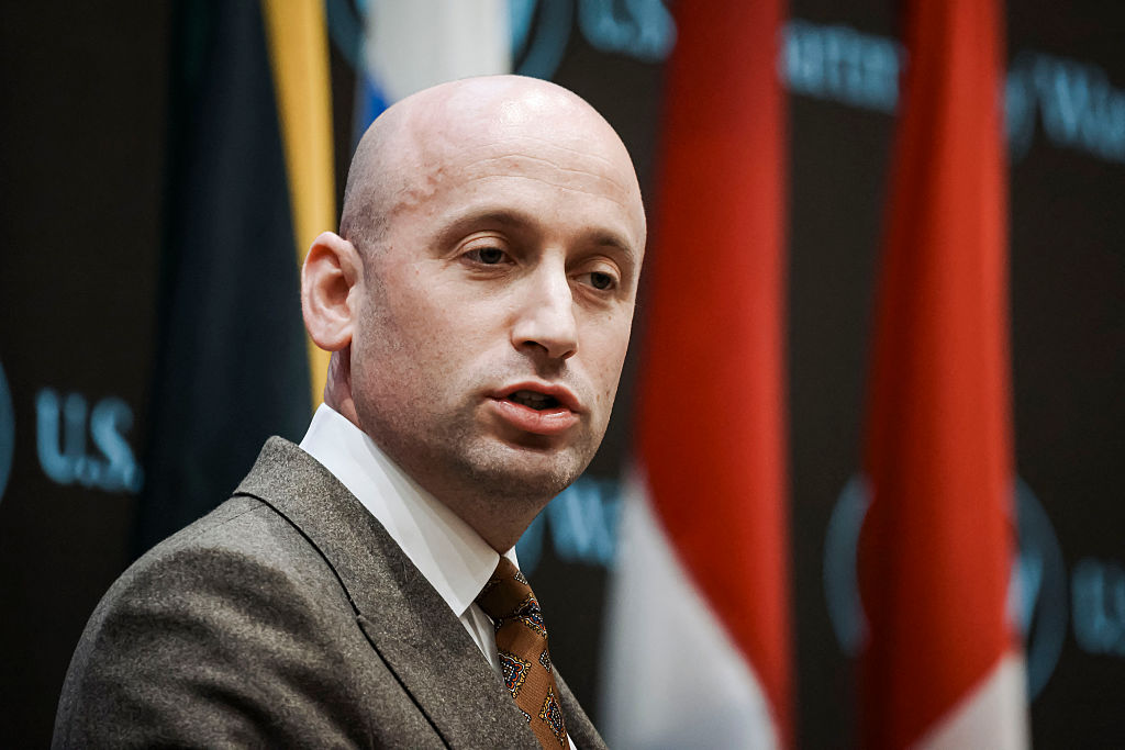 White House Deputy Chief of Staff for Policy Stephen Miller speaks during the inaugural Americas Counter Cartel Conference at the US Southern Command (SOUTHCOM) headquarters in Doral, Florida, on March 5, 2026.