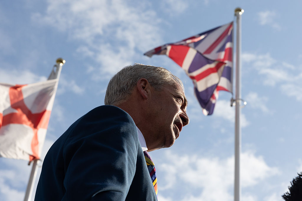 Reform UK leader Nigel Farage outside Havering Town Hall following the local election in Romford, UK, on May 8, 2026. 