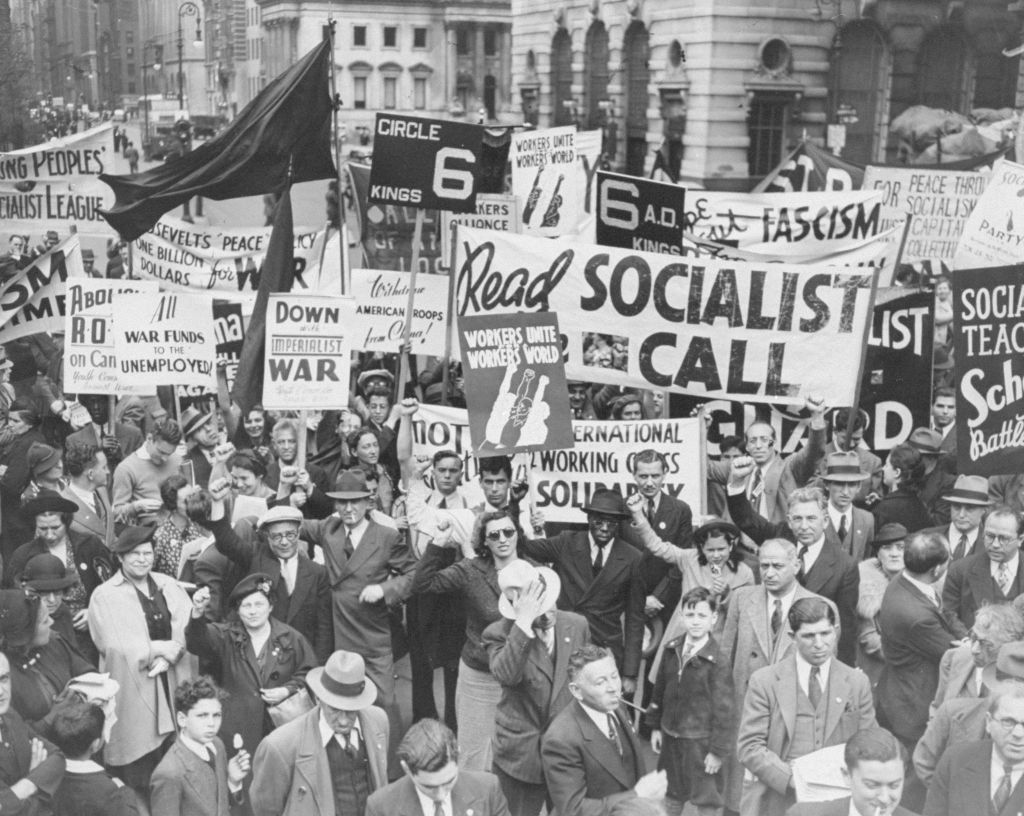 A Socialist Party rally at Madison Square Garden in New York City on May 1, 1938.