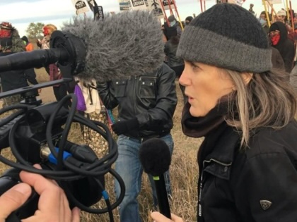 Amy Goodman at the Standing Rock protest in 2016.