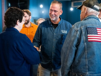 Nebraska senatorial candidate Dan Osborn is pictured on the campaign trail in 2024.