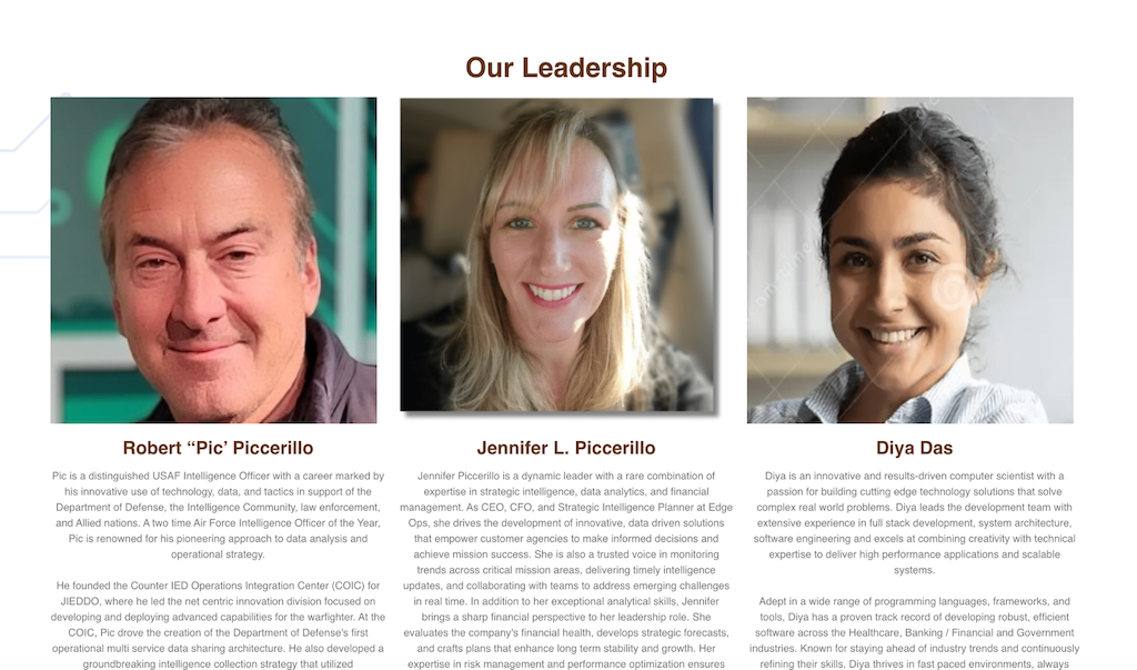 Images and bios of the leadership at Edge Ops.
