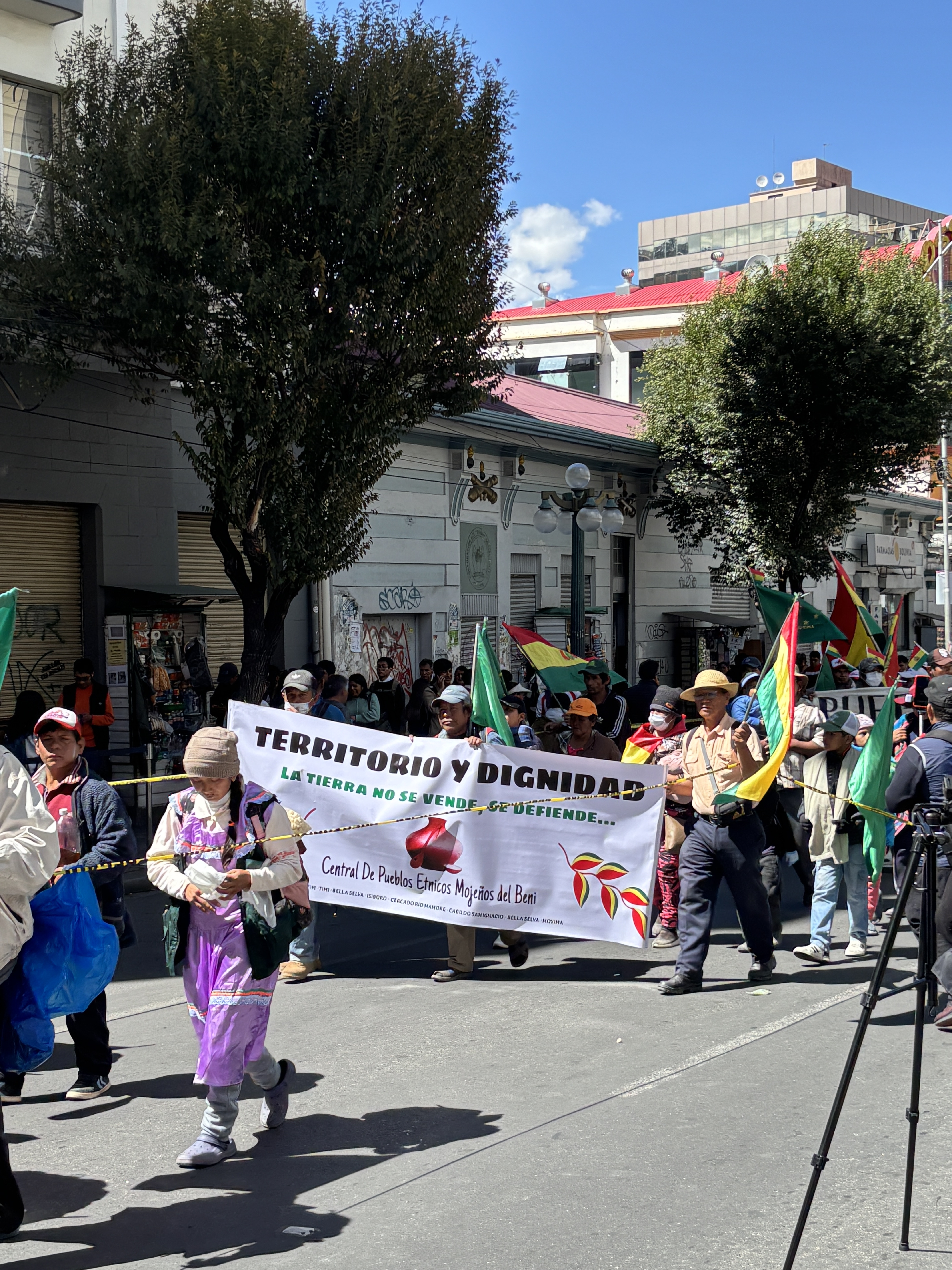 Indigenous Bolivians marching. 