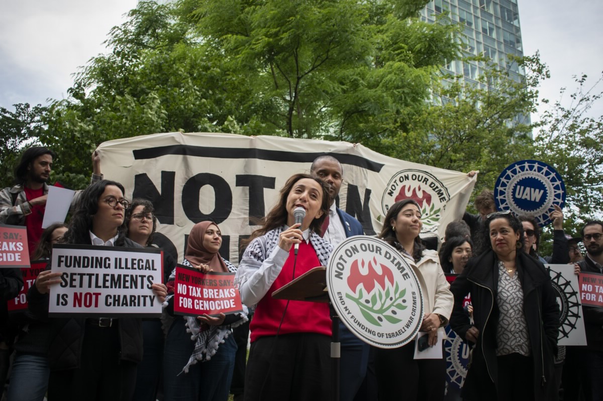 NYS Assemblymember Diana Moreno addresses the press in Queens.