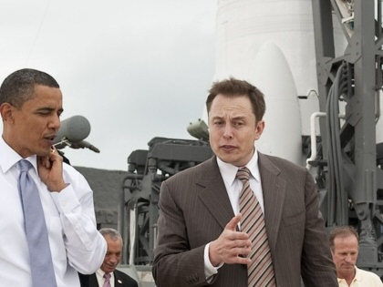 President Barack Obama tours the commercial rocket processing facility of SpaceX along with Elon Musk at Cape Canaveral Air Force Station, Cape Canaveral, Florida, on Thursday, April 15, 2010.