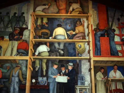 A photograph of the Diego Rivera mural at the San Francisco Art Institute in Russian Hill in San Francisco, California, on Thursday, January 15, 2009.