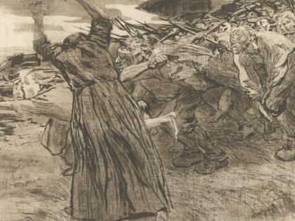 Käthe Kollwitz, "Charge," sheet 5 of the cycle "Peasants’ War," 1902/1903