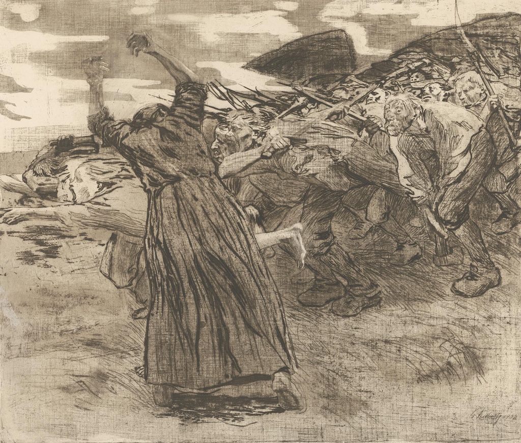 Käthe Kollwitz, "Charge," sheet 5 of the cycle "Peasants’ War," 1902/1903