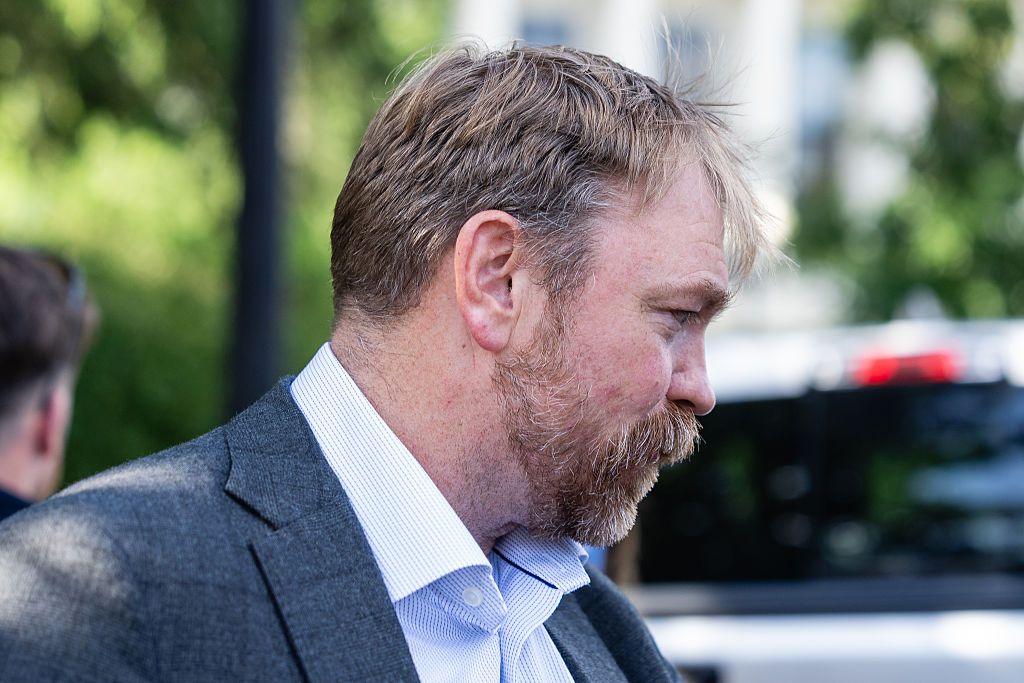 Democratic US Senate candidate Graham Platner enters a vehicle after a meeting outside of the Democratic Senatorial Campaign Committee on June 2, 2026 in Washington, DC.