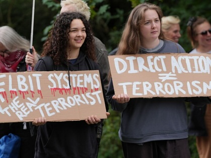 People protest outside Woolwich Crown Court, London, ahead of a hearing where Palestine Action activists are due to be sentenced.