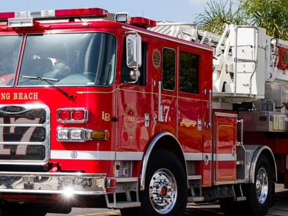 A fire truck in Long Beach, California
