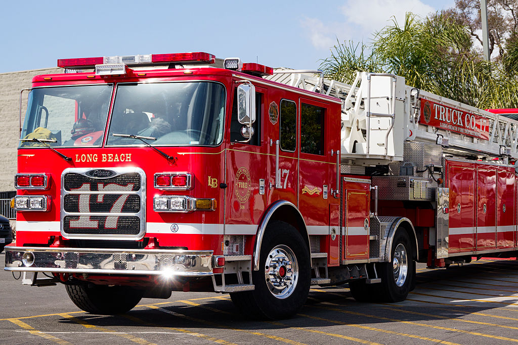 A fire truck in Long Beach, California