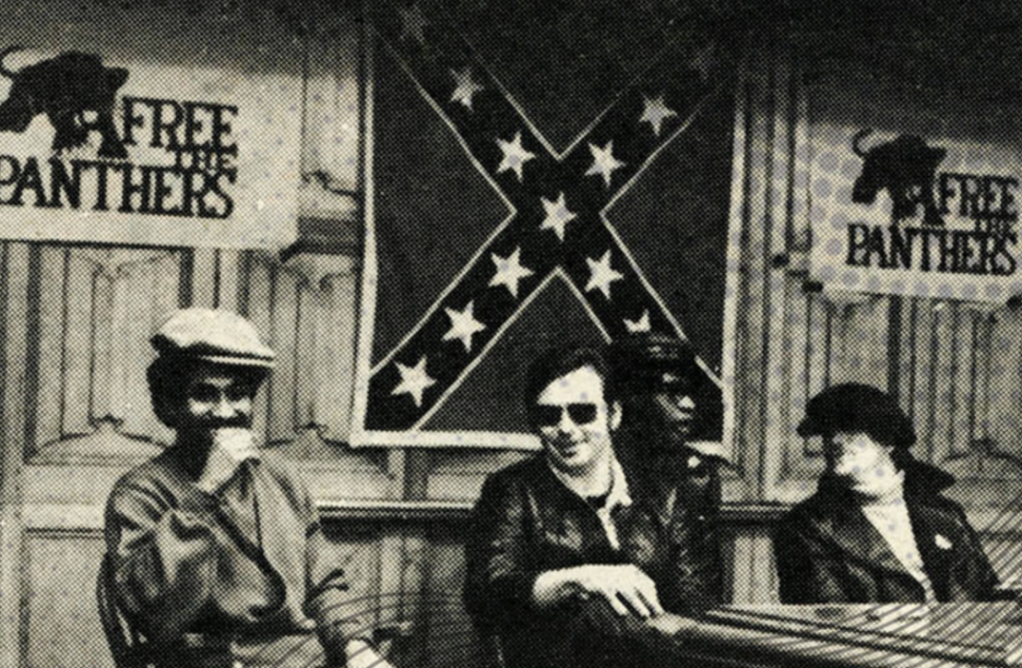 A joint appearance of the Black Panthers and the Young Patriots, late 1960s.