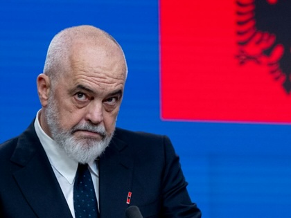 Edi Rama, Prime Minister of Albania, speaks during a press conference following the EU-Albania Intergovernmental Conference in Brussels, Belgium, on May 26, 2026. 