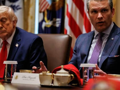 President Donald Trump, left, and Pete Hegseth, US secretary of defense, during a cabinet meeting at the White House in Washington, DC, on Wednesday, May 27, 2026.
