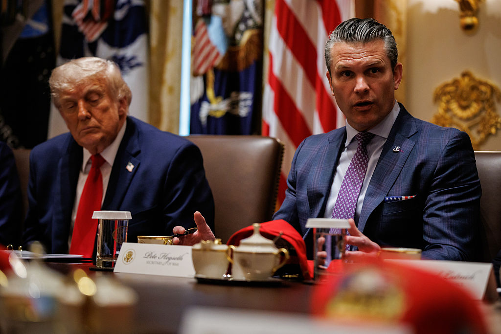 President Donald Trump, left, and Pete Hegseth, US secretary of defense, during a cabinet meeting at the White House in Washington, DC, on Wednesday, May 27, 2026.