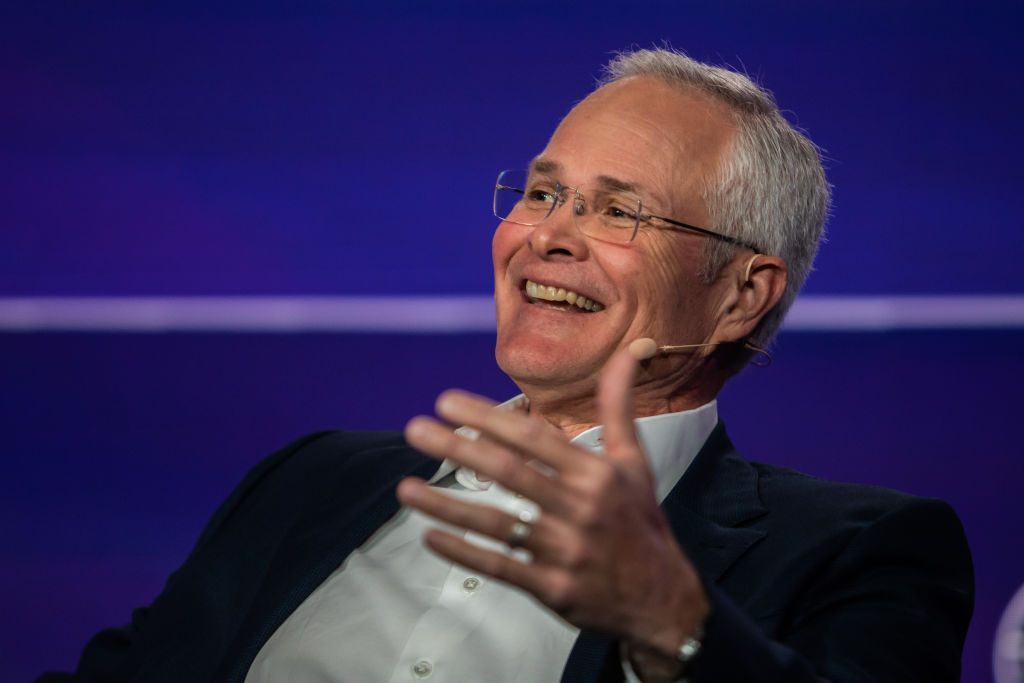 ExxonMobil CEO Darren Woods speaks at a 2024 conference in Beverly Hills, California. 
