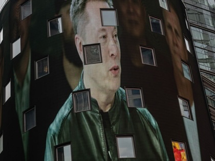 Elon Musk screened on a Times Square building during SpaceX's IPO.