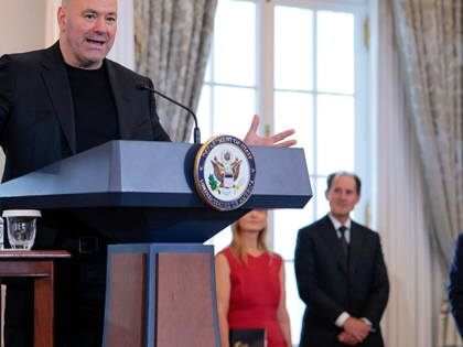 Ultimate Fighting Championship CEO Dana White speaks during a Memorandum of Understanding (MOU) signing ceremony at the US State Department on June 11, 2026, in Washington, DC.