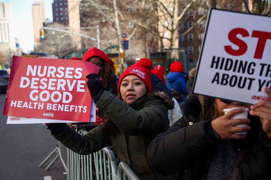 Nurses in New York City on the picket line