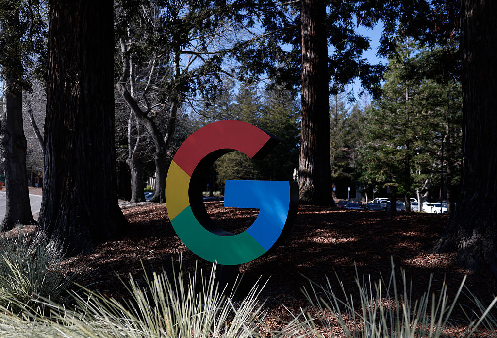 A sign posted at Google headquarters on February in Mountain View, California.